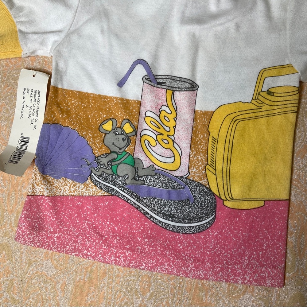 Vintage 1990 Kids collared shirt Mice beach scene boombox sunglasses - Picture 4 of 10
